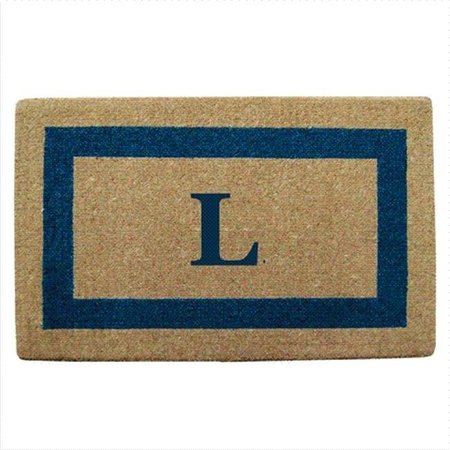 NEDIA HOME Nedia Home 02029L Single Picture - Blue Frame 22 x 36 In. Heavy Duty Coir Doormat - Monogrammed L O2029L